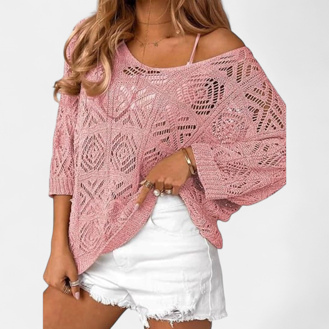 OTTOLINE™ – Crochet Open-Knit Batwing Pullover