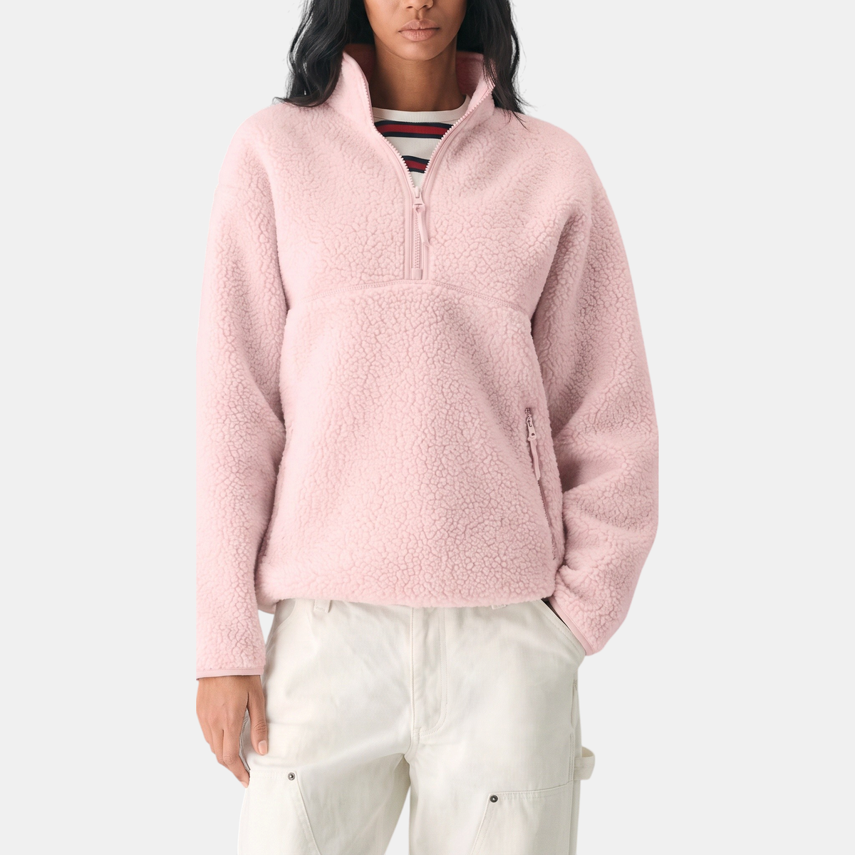 Women's Half Zip Fleece Hoodie Oversized Boucle Pullover
