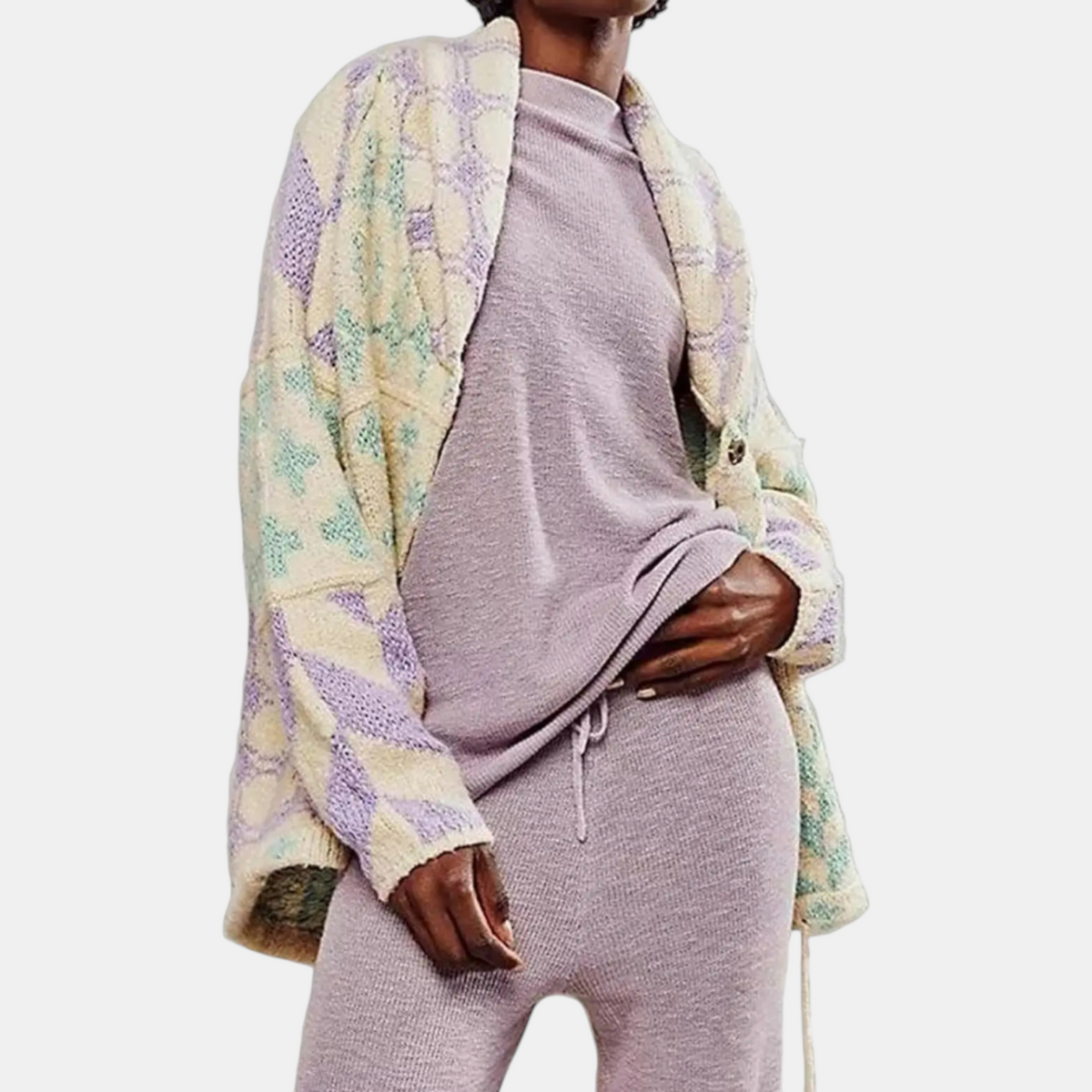 Women's Button Front Balloon Sleeve Oversized Cardigan Sweater