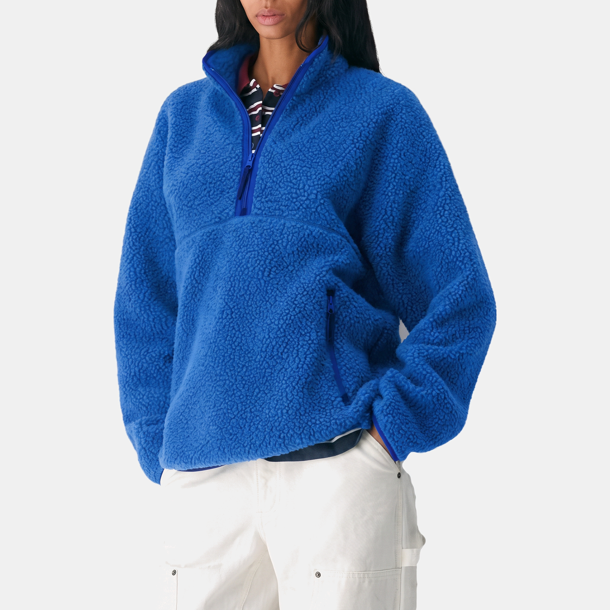 Women's Half Zip Fleece Hoodie Oversized Boucle Pullover