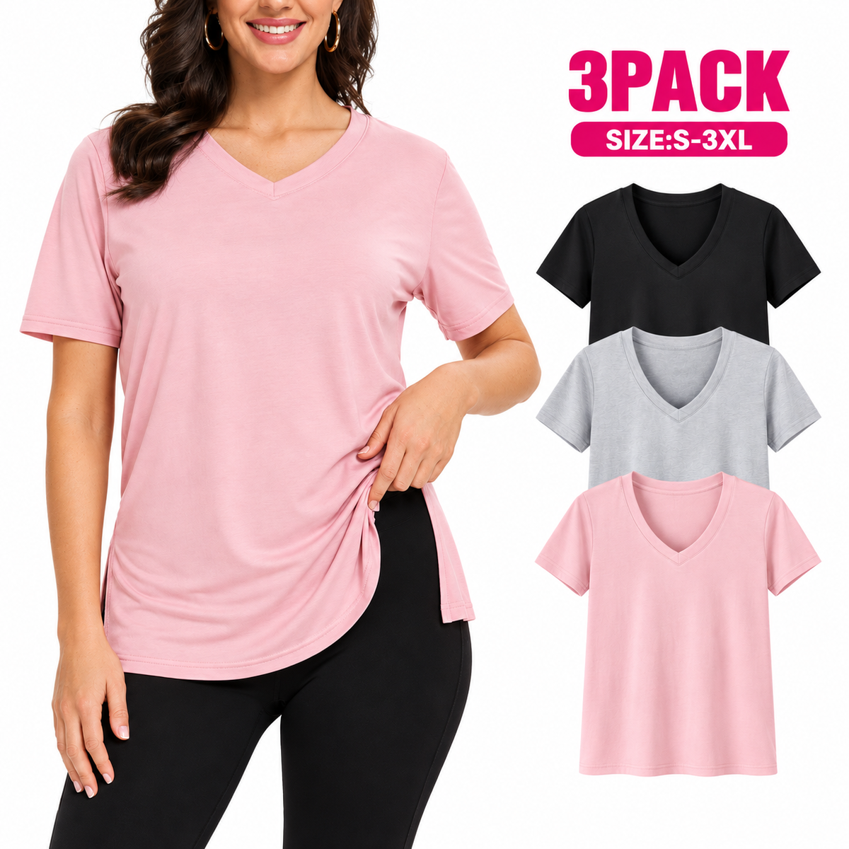 Selena | Casual Loose Fit Tee (Pack of 3)
