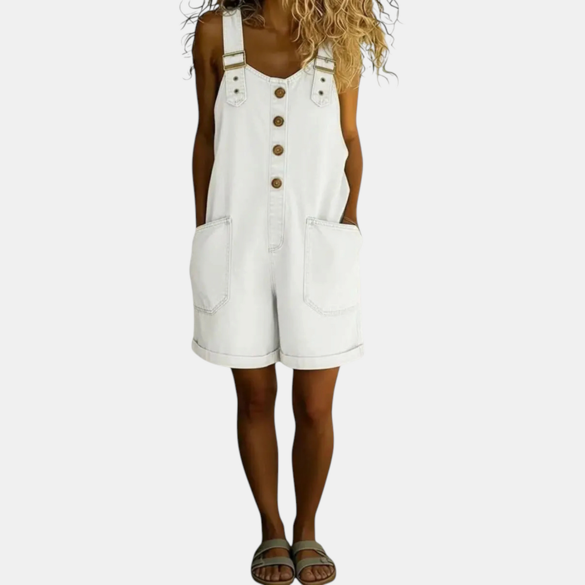 Women's Washed Wide Leg Bib Overall Denim Jumpsuit