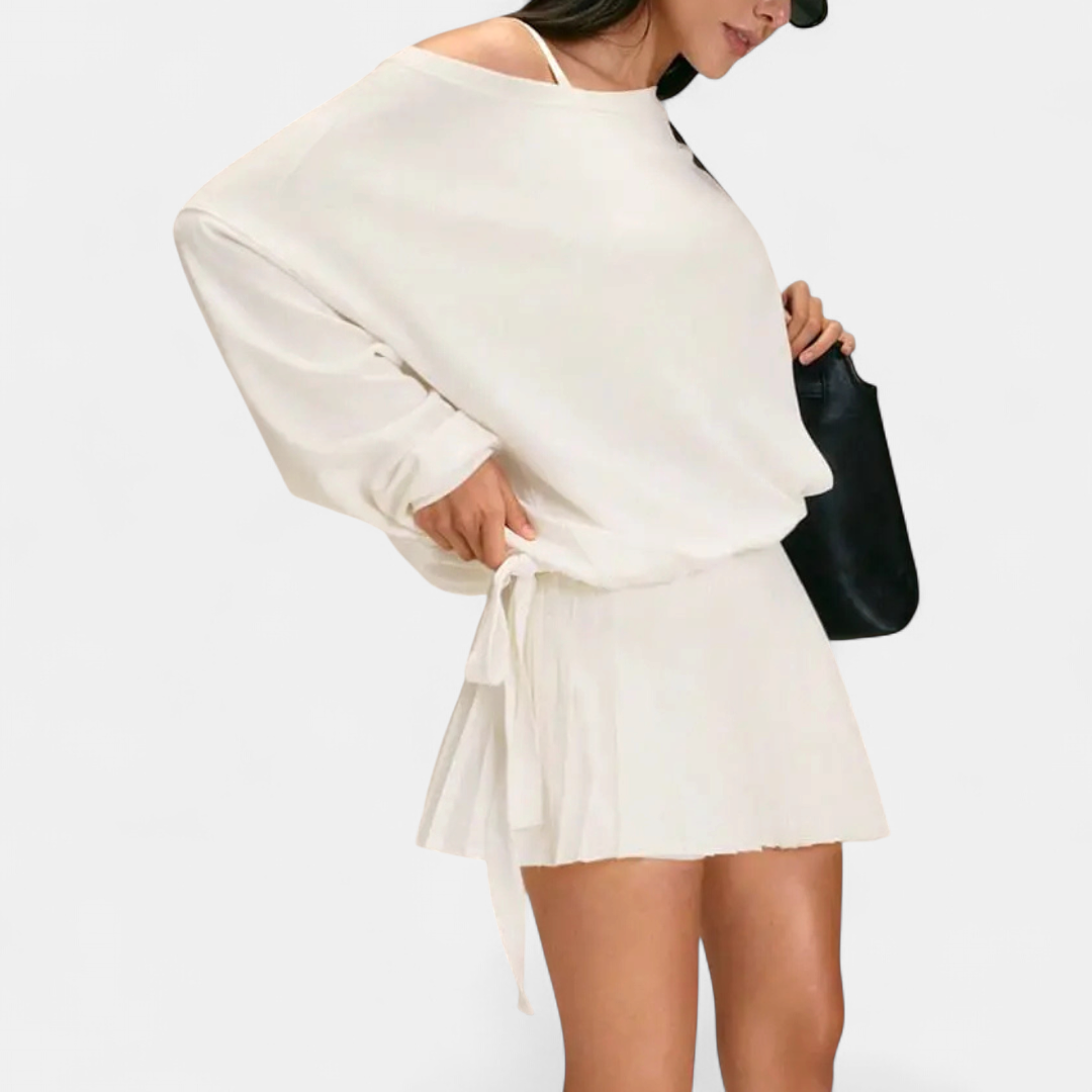 BLAKE™ – Relaxed One-Shoulder Drawstring Sweatshirt