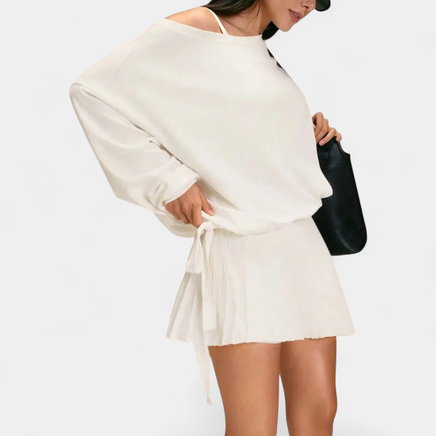 BLAKE™ – Relaxed One-Shoulder Drawstring Sweatshirt