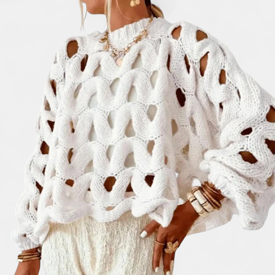 MARINA™ – Openwork Crochet Pullover Sweater