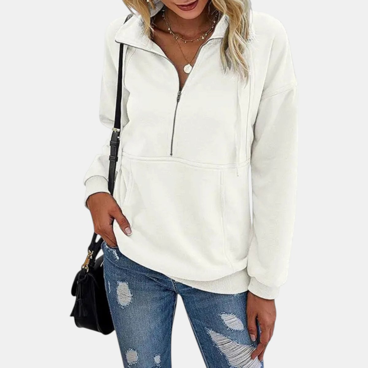 Women's Half Zip Fleece Hoodie Sweatshirt Oversized Pullover