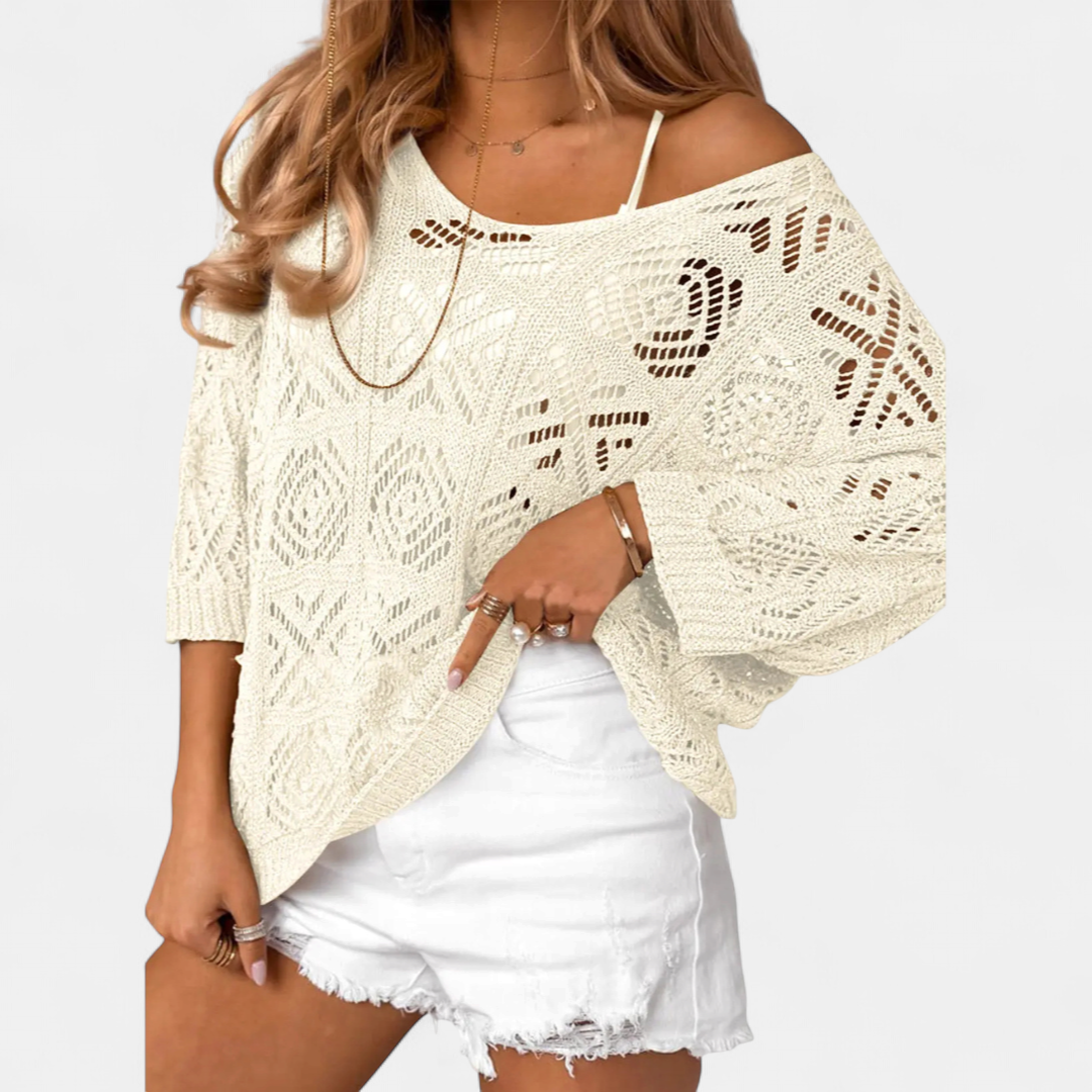 OTTOLINE™ – Crochet Open-Knit Batwing Pullover