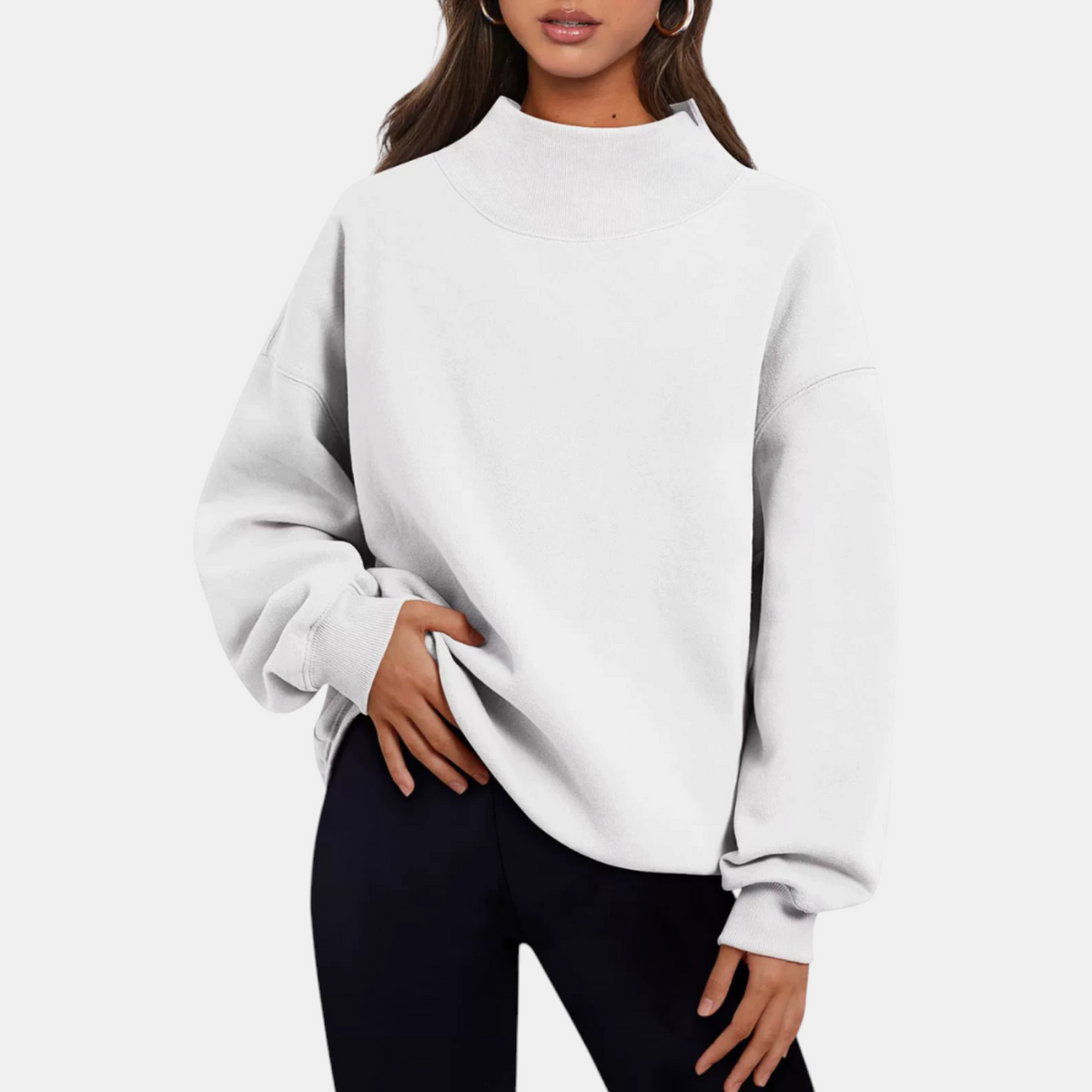 Women's Oversized Hoodie Fleece Mock Neck Pullover Sweatshirt