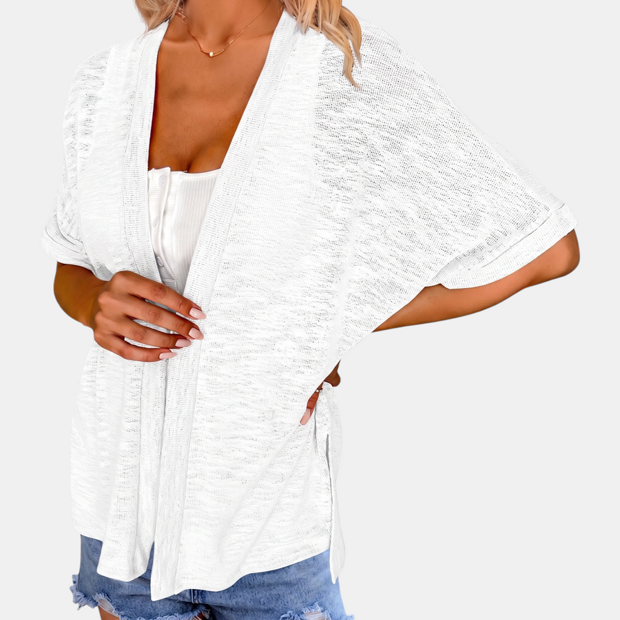 Women's Short Sleeve Open Front Cardigan Oversized Batwing Knit