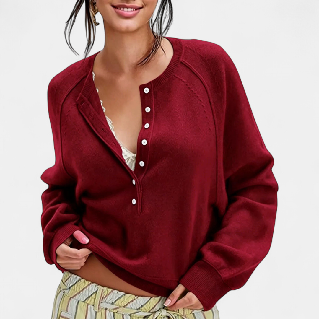 HENLEY™ – Cozy Button-Neck Knit Sweater