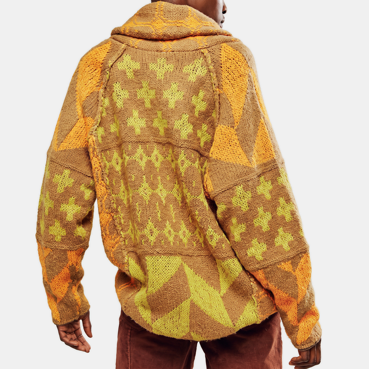 Women's Abstract Print Cardigan Sweater Oversized Open Front Knit