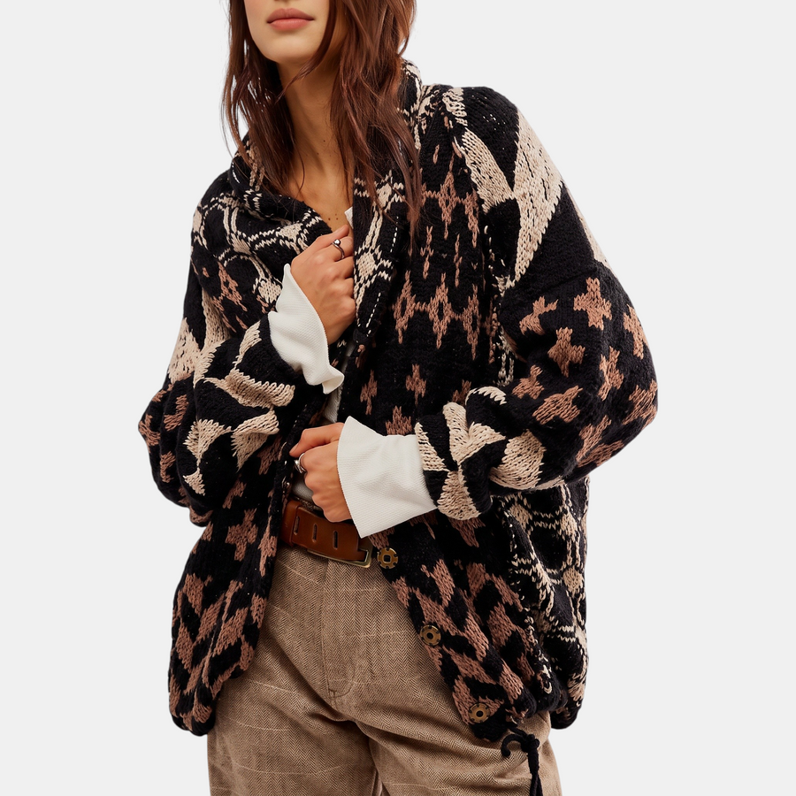 Women's Button Front Balloon Sleeve Oversized Cardigan Sweater