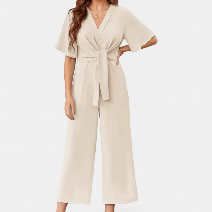 PETRA | Minimalist V-Neck Wide Leg Jumpsuit